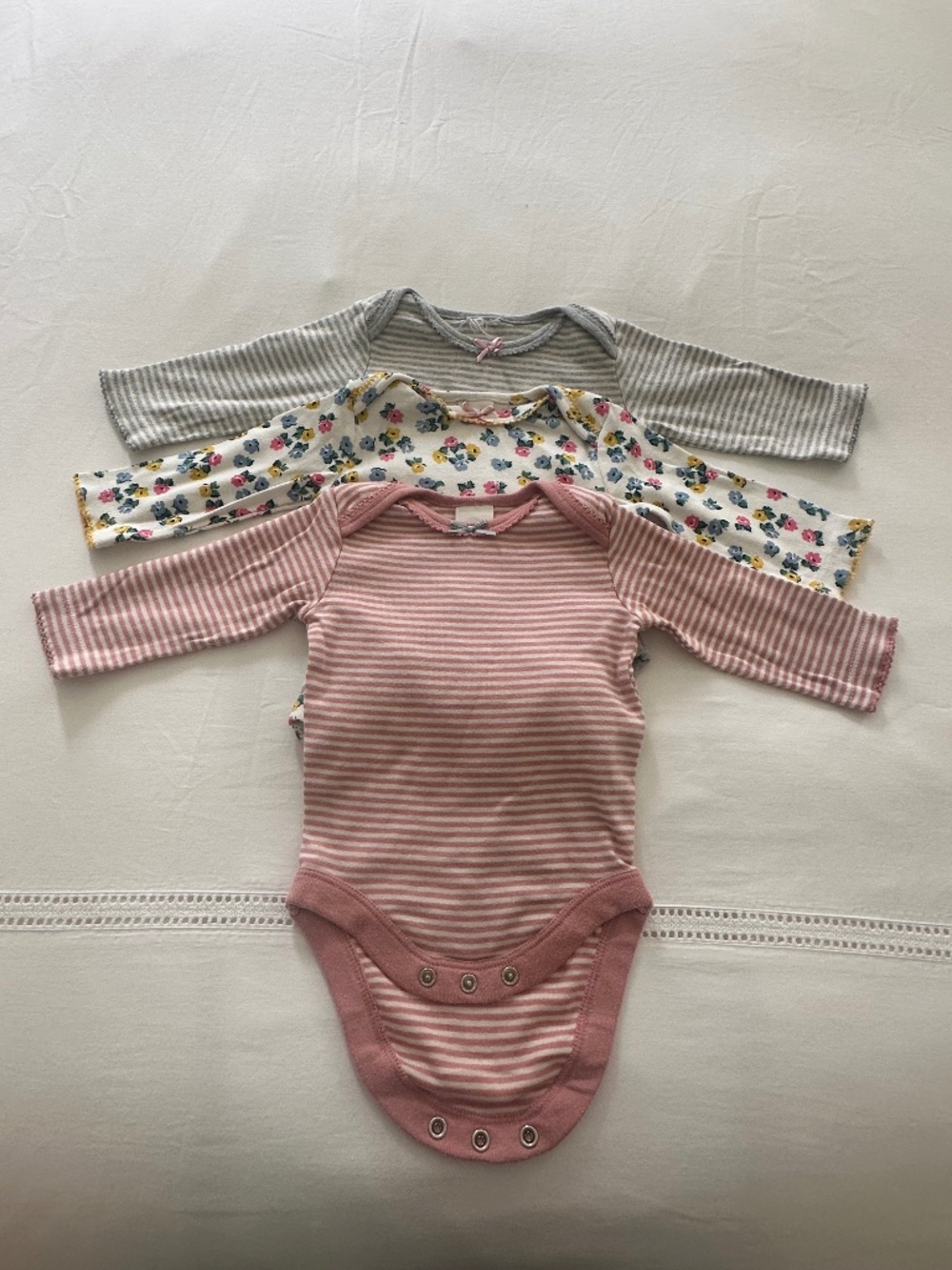 Baby Boden Girls 3-Piece Long Sleeve Bodysuit Bundle 0–3M 62cm